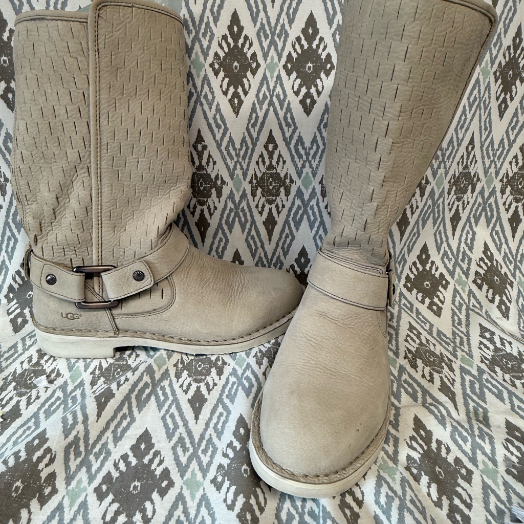 Ugg Australia Shani Uggpure Boots Lined Beige Topstitched Boot Women's